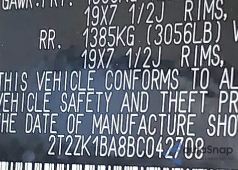 2011 Lexus Rx 350 из США, поврежденный, VIN 2T2ZK1BA8BC042708